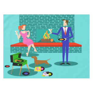 Pares retros con el mantel del perro