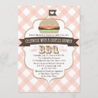 Pares rosados del Bbq que casan invitaciones de la