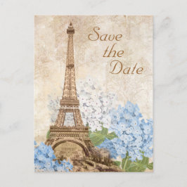 Paris Blue Hydrangea Vintage Guardar tarjeta de fe
