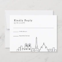 París, Boda de Francia | RSVP estilizada de líneas