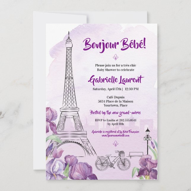 París Bonjour Bebe Invitación francesa a Baby Show (Anverso)