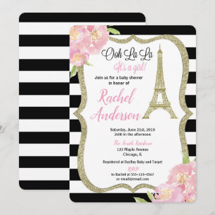 París chica de invitación a la ducha de bebé franc