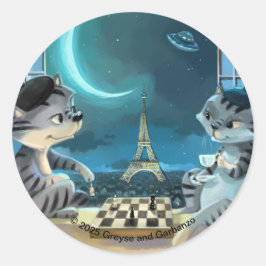 París en la noche Pegatinas redondos clásicos