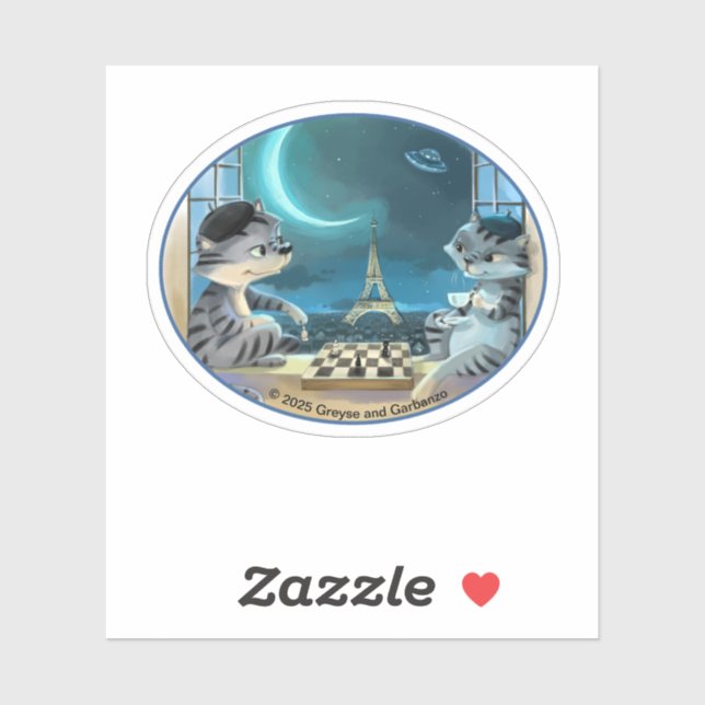 París en Noche Oval Vinyl Pegatina - Feliz (Var) (Hoja)