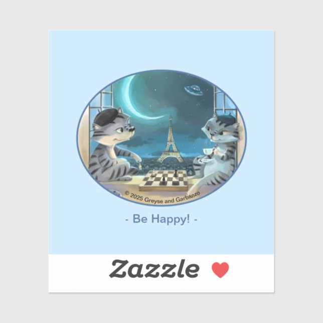 París en Pegatina Vinyl de noche - Feliz (varios) (Hoja)