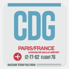 París - Etiquetas cuadradas de viaje adhesivas