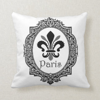 París Fleur Di Lis almohada negra y blanca french