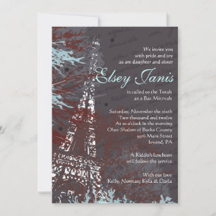 PARIS FRANCE Bar Bat Mitzvah Invitación