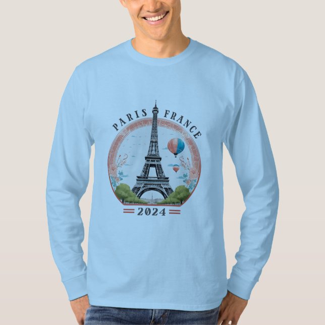 París Francia 2024 Camiseta de larga duración masc (Anverso)