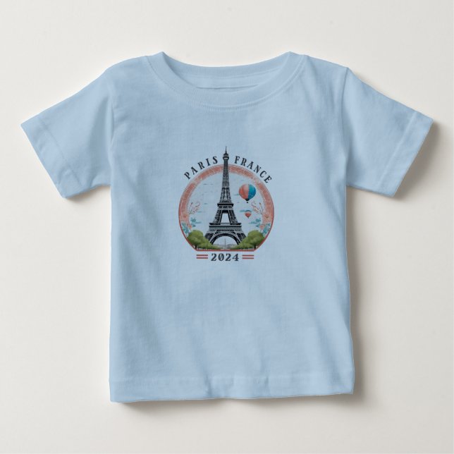 París Francia 2024 Camisetas para bebés, París Fra (Anverso)