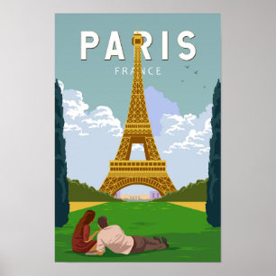 París Francia Arte de viaje retro Vintage