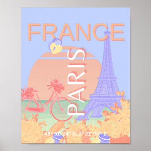 París, Francia, arte de viajes, Preppy, Pastel, Az