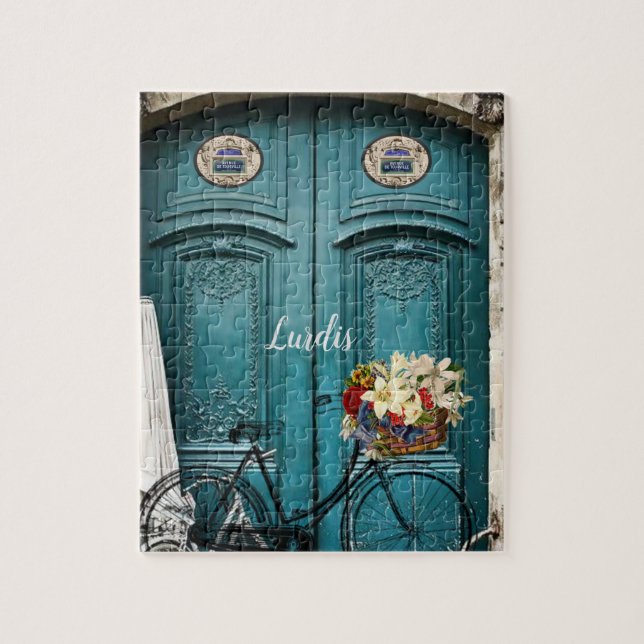 París Francia Bicicleta Floral Jigsaw Puzzle (Vertical)
