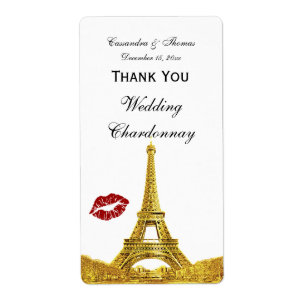 Paris Francia Horizonte Dorado Besos #1 Etiqueta d