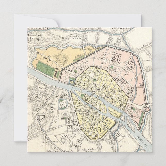 París, Francia: Mapa histórico de época (Anverso)
