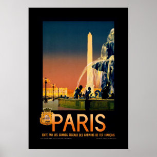 París, Francia Poster de arte de viajes vintage