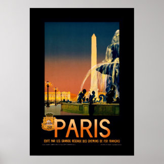 París, Francia Poster de arte de viajes vintage