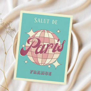 Paris Francia Retro Vintage verde azulada postal a