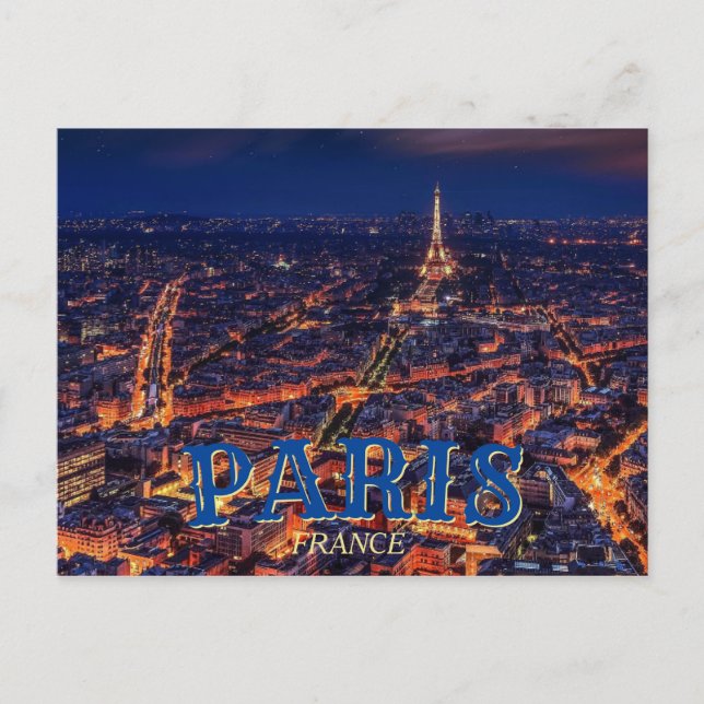 Paris Francia - Tarjeta nocturna de la Torre Eiffe (Anverso)
