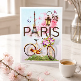 París Francia Torre Eiffel Bicicleta Lámpara Plega