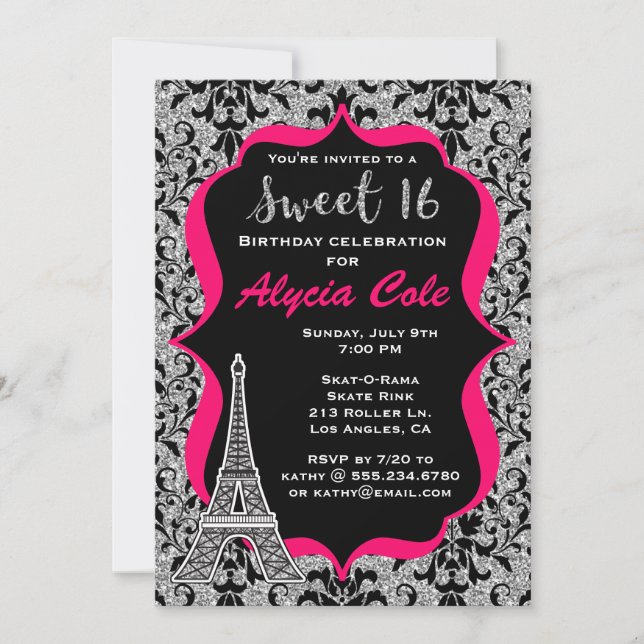 Paris Glam Sweet 16 Birthday Party Invitación (Anverso)