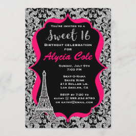 Paris Glam Sweet 16 Birthday Party Invitación