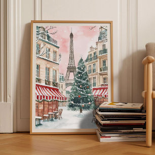 París Impresión Invierno París Ilustración Navidad