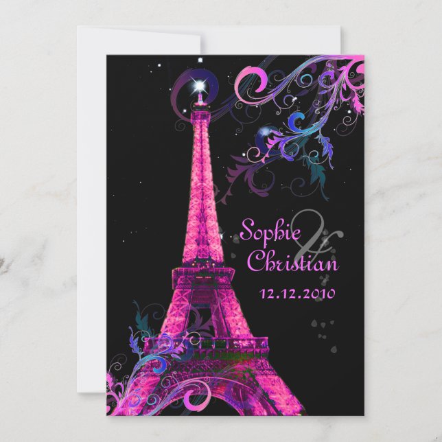Paris La Noche, invitaciones de boda de la torre E (Anverso)