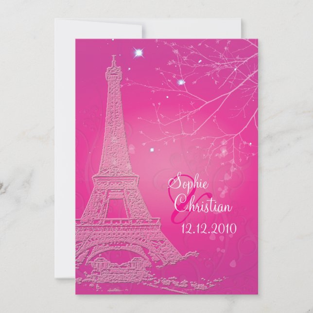 Paris La Nuit, invitaciones a bodas de la torre de (Anverso)