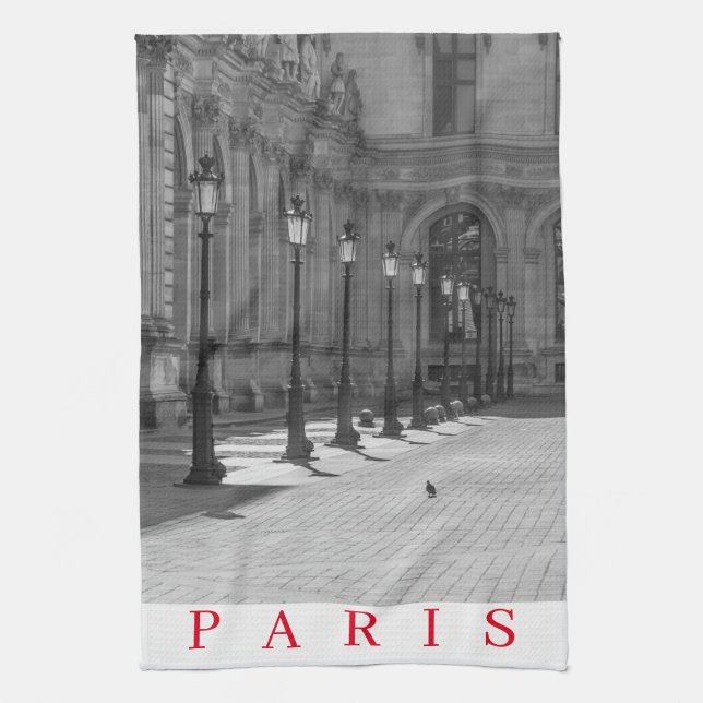 Paris Louvre patio lamppostea toalla de té (Vertical)