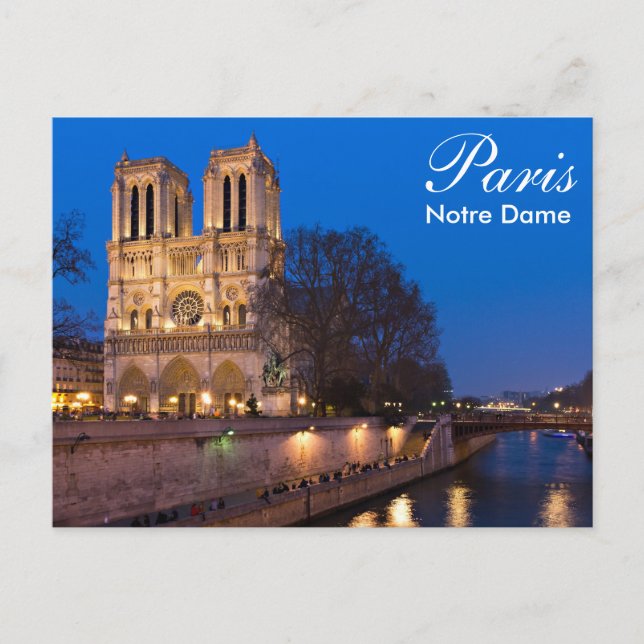 París - Notre Dame en postal nocturna (Anverso)