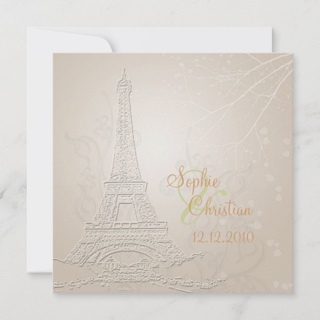 París, otoño + invitaciones a bodas de invierno (Anverso)