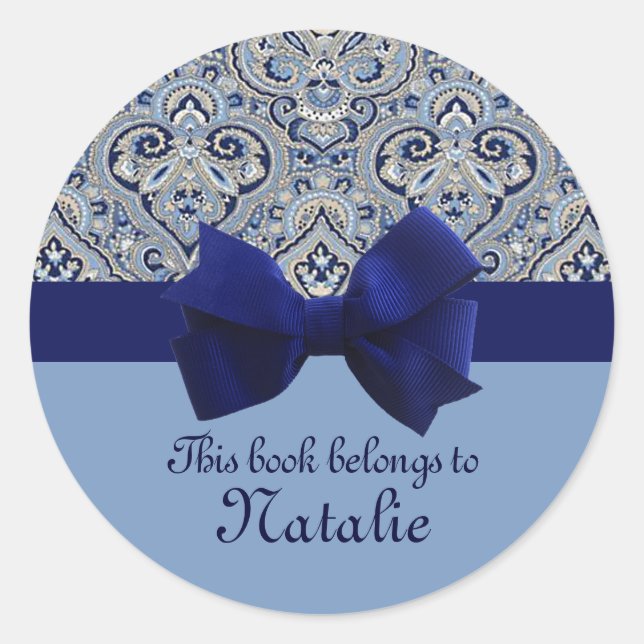 Paris Paisley Indigo 2 Pegatina personalizado (Anverso)
