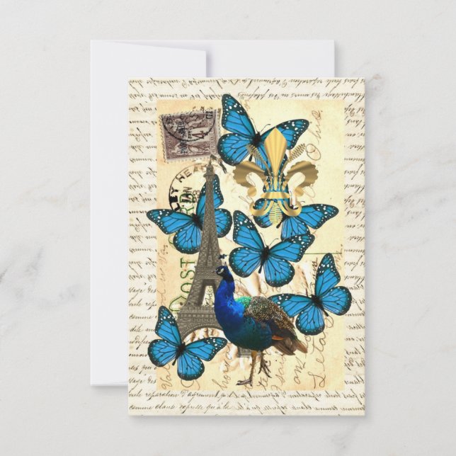 París, pavo real y mariposas (Anverso)