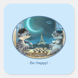 París: Pegatinas de la Plaza Nocturna - Feliz
