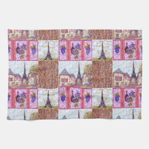 Paris Pointillism Torre Eiffel Toalla de cocina