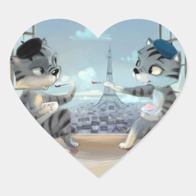 París por Pegatinas del día del corazón (Anverso)