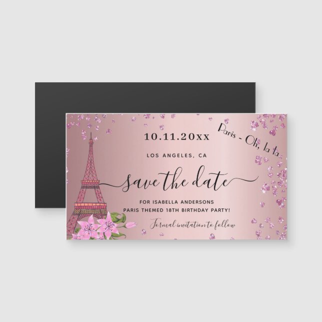 París rosa rubor de cumpleaños salve el imán de fe (Anverso/Reverso)