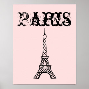 París Rosa Torre Eiffel Muro Decoración Poster