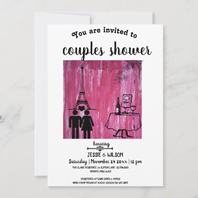 PARÍS TEMÁTICO Parejas Invitación a la ducha (Anverso)