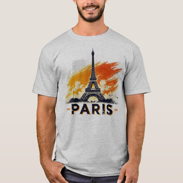 PARIS Torre Eiffel diseño de camisetas arte acuare (Anverso)