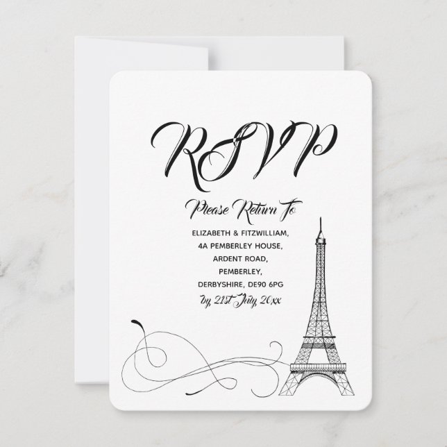 Parisian Doodles Wedding RSVP (Anverso)