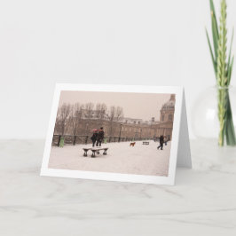 Parisiense caminando por la tarjeta de saludo de n