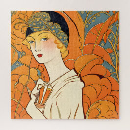 Parisina de los años 1920 con rompecabezas de flor