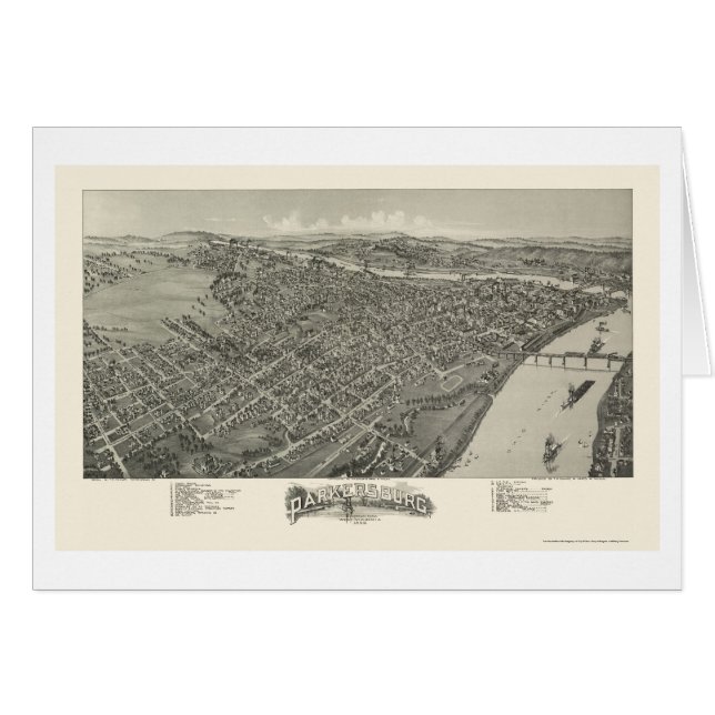 Parkersburg, mapa panorámico de WV - 1899 (Anverso (Horizontal))