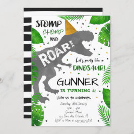 ¡Paro, Chomp y Roar! Invitación de cumpleaños de D