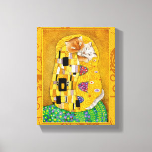 Parodia de arte de Klimt Cat Kiss Gold