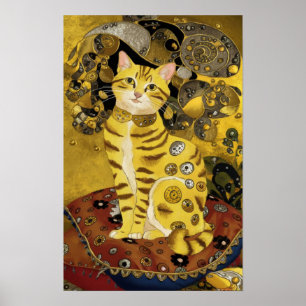 parodia de gato lindo dorado de Gustav Klimt, arte
