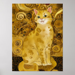 parodia de gato lindo dorado de Gustav Klimt, arte