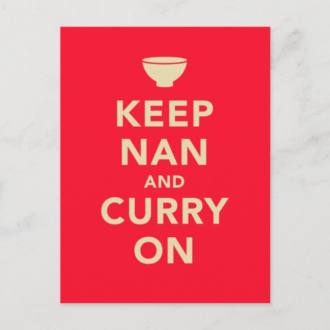 Parodia de la tarjeta postal "Keep Nan and Curry O (Anverso)